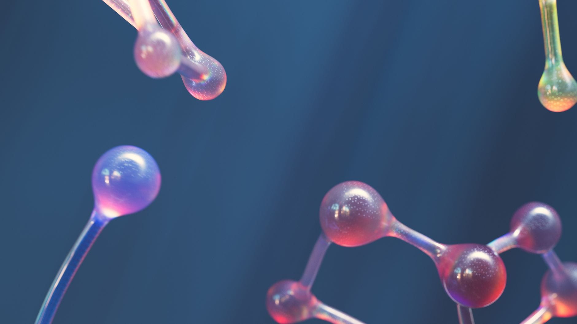 Abstrakcyjne, kolorowe struktury molekularne symbolizujące nanocząstki